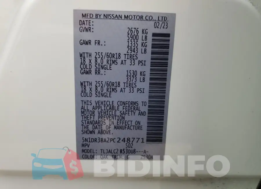 5N1DR3BA2PC248771 Photo# 13