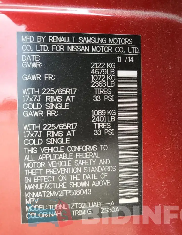 KNMAT2MV2FP518043 Photo# 14