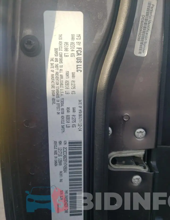 2C3CCABG5FH749664 Photo# 12