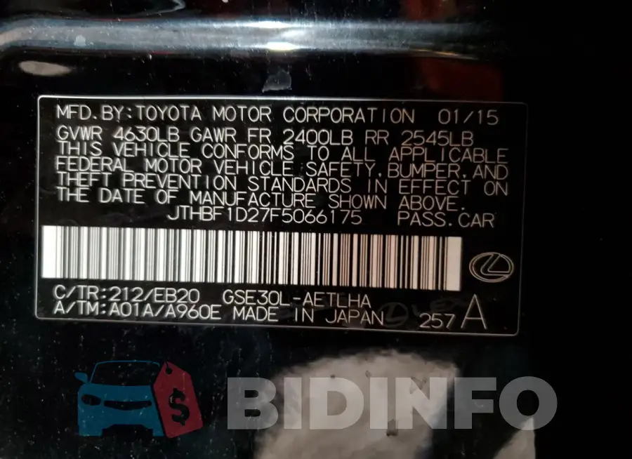 JTHBF1D27F5066175 Photo# 12