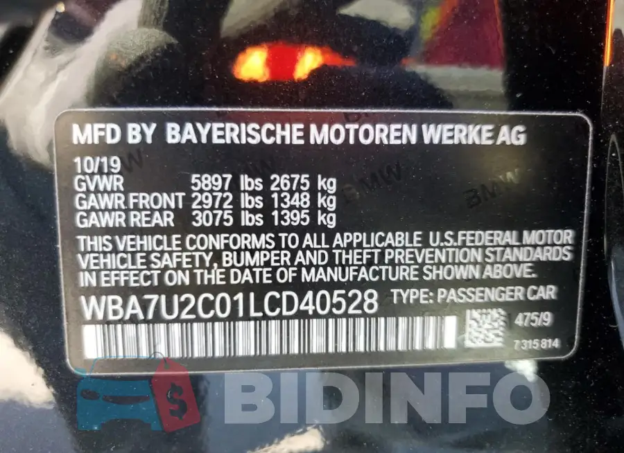 WBA7U2C01LCD40528 Photo# 13