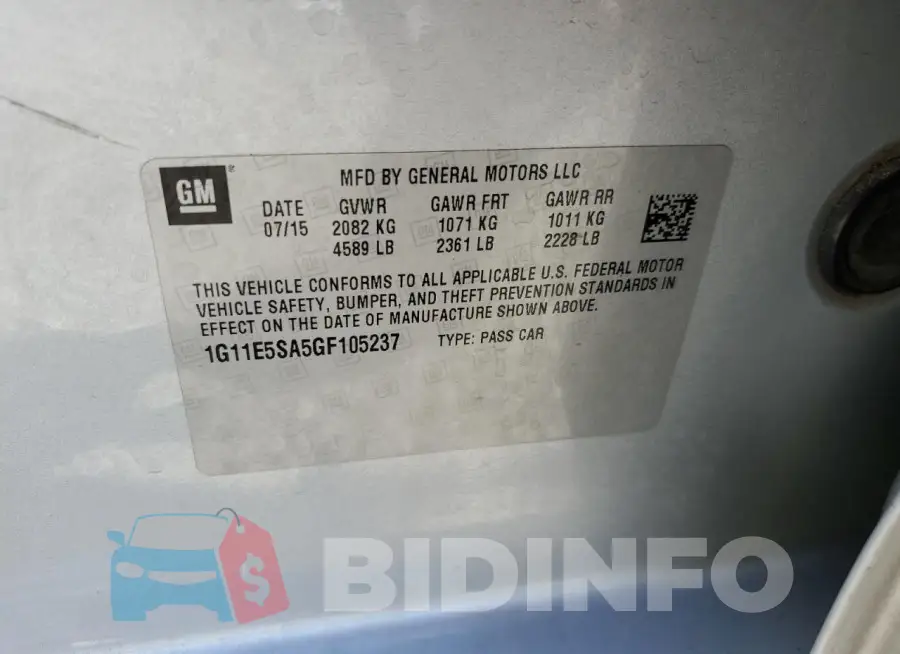 1G11E5SA5GF105237 Photo# 12
