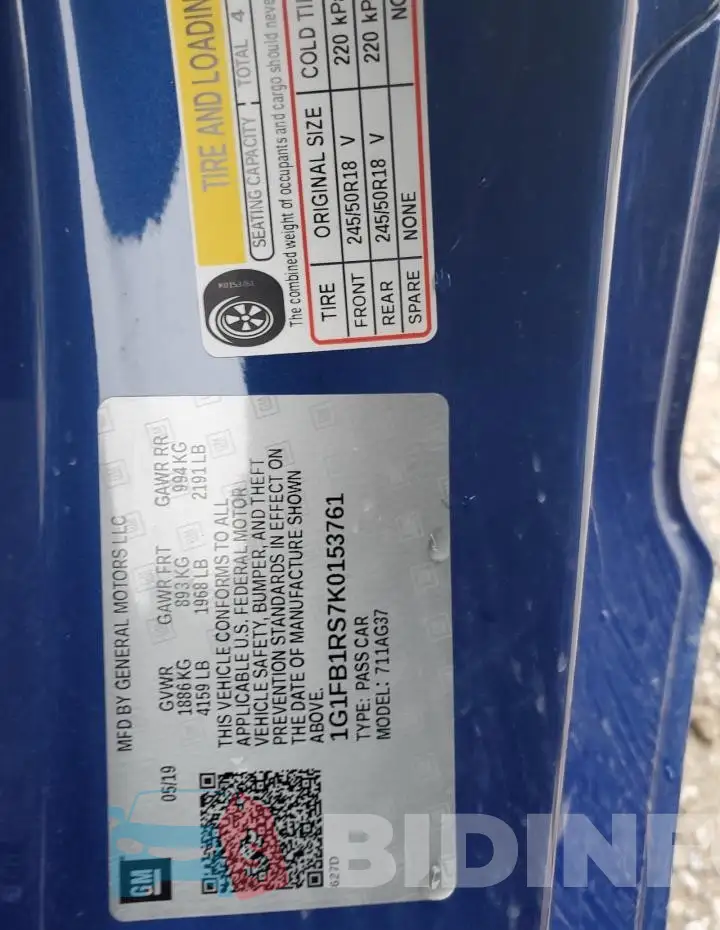 1G1FB1RS7K0153761 Photo# 12