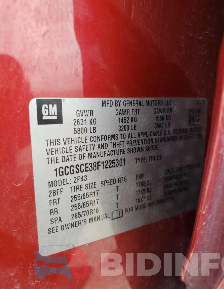 1GCGSCE38F1225301 Photo# 12