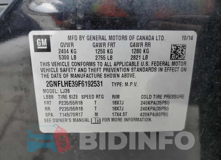2GNFLHE39F6192531 Photo# 12