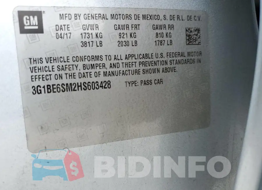 3G1BE6SM2HS603428 Photo# 13