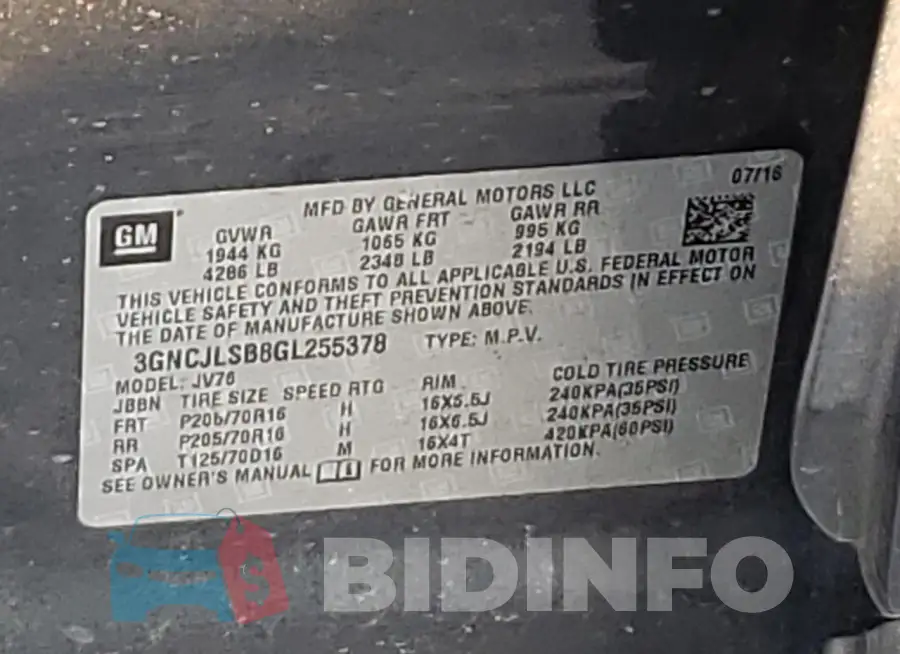 3GNCJLSB8GL255378 Photo# 12