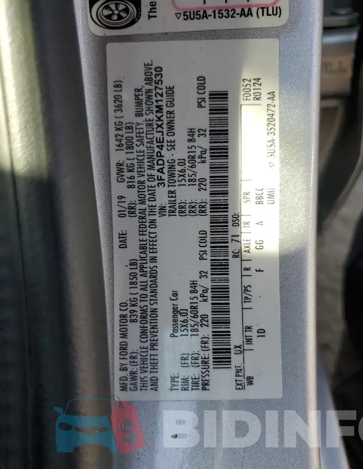 3FADP4EJXKM127530 Photo# 14
