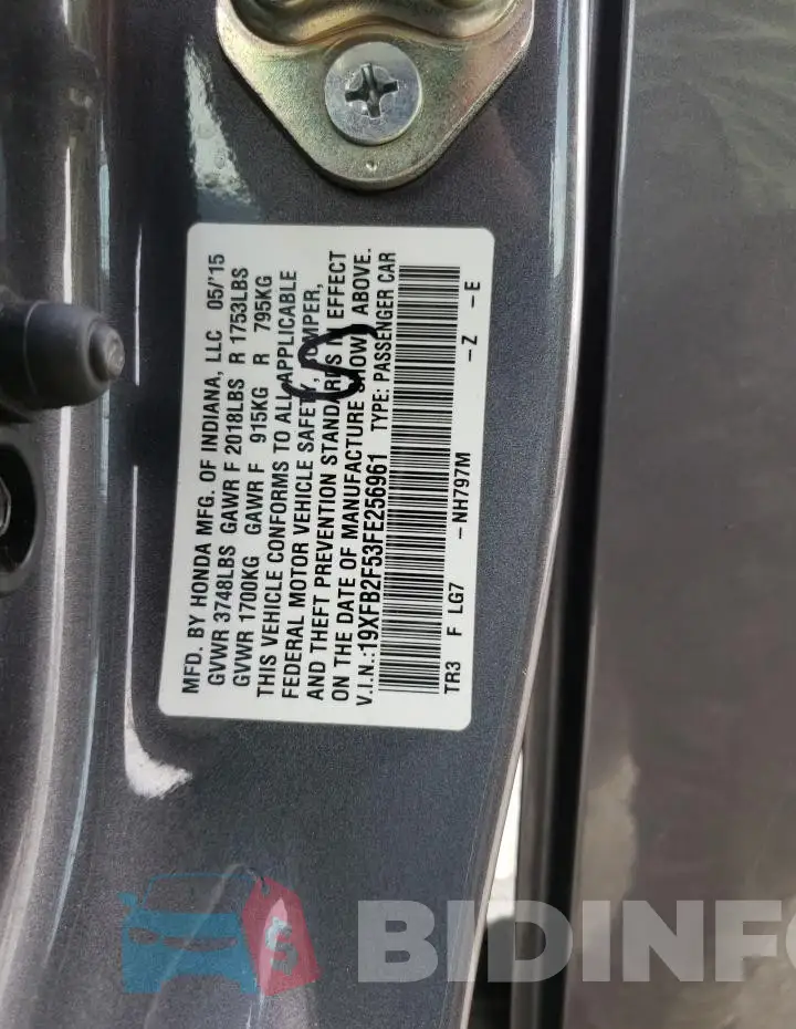 19XFB2F53FE256961 Photo# 13