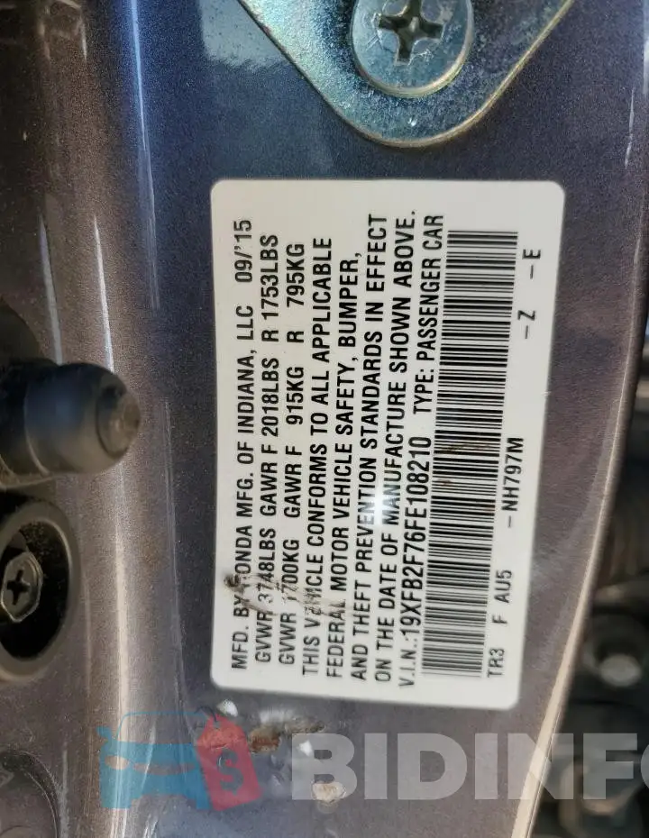 19XFB2F76FE108210 Photo# 12
