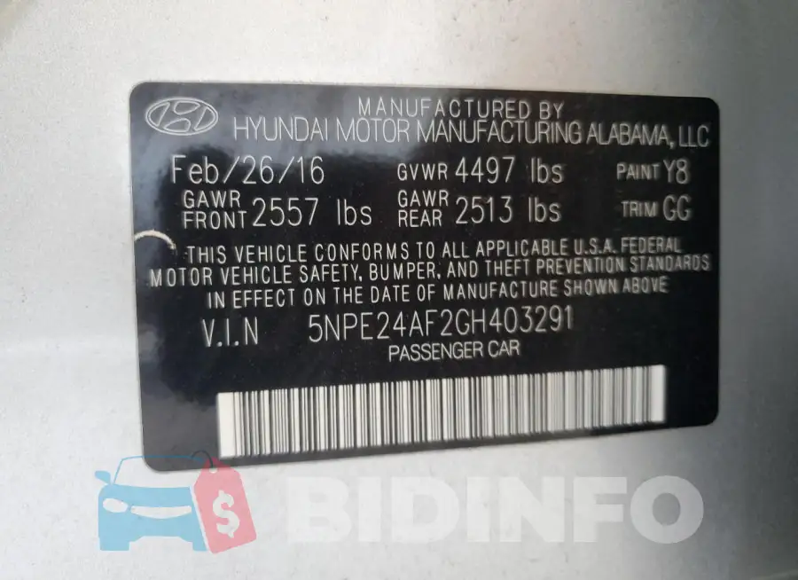 5NPE24AF2GH403291 Photo# 12
