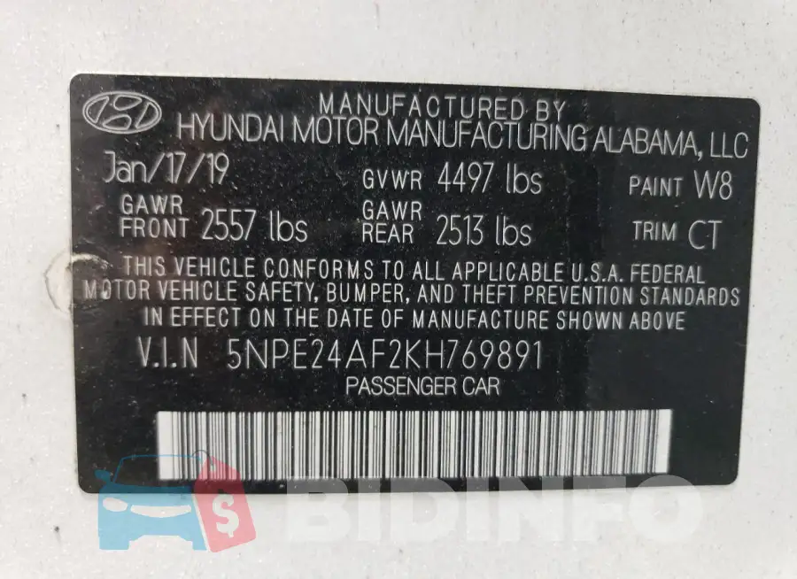 5NPE24AF2KH769891 Photo# 13