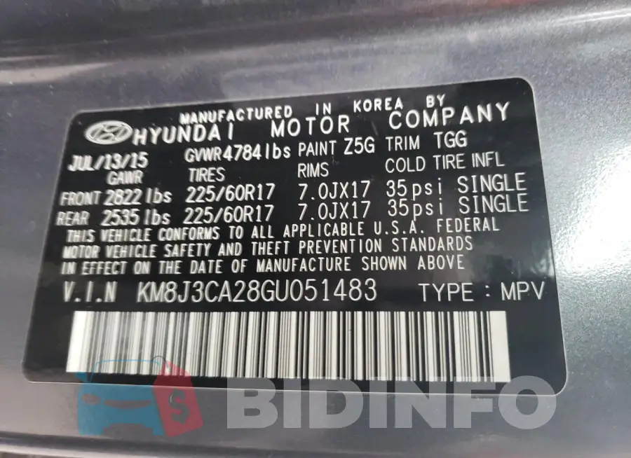 KM8J3CA28GU051483 Photo# 13