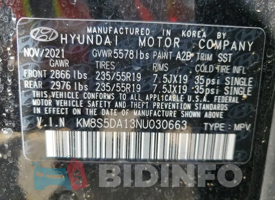 KM8S5DA13NU030663 Photo# 13