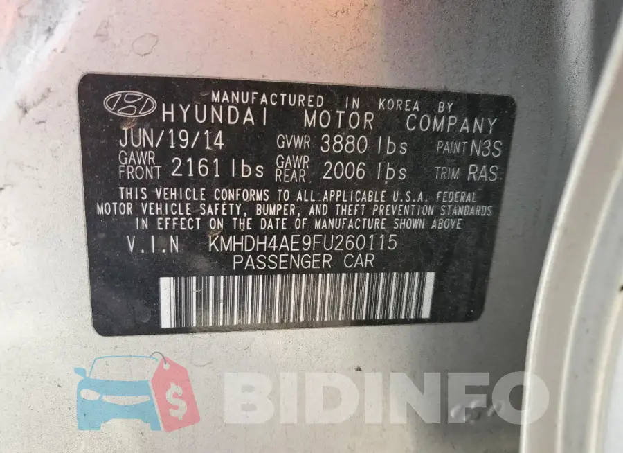KMHDH4AE9FU260115 Photo# 12