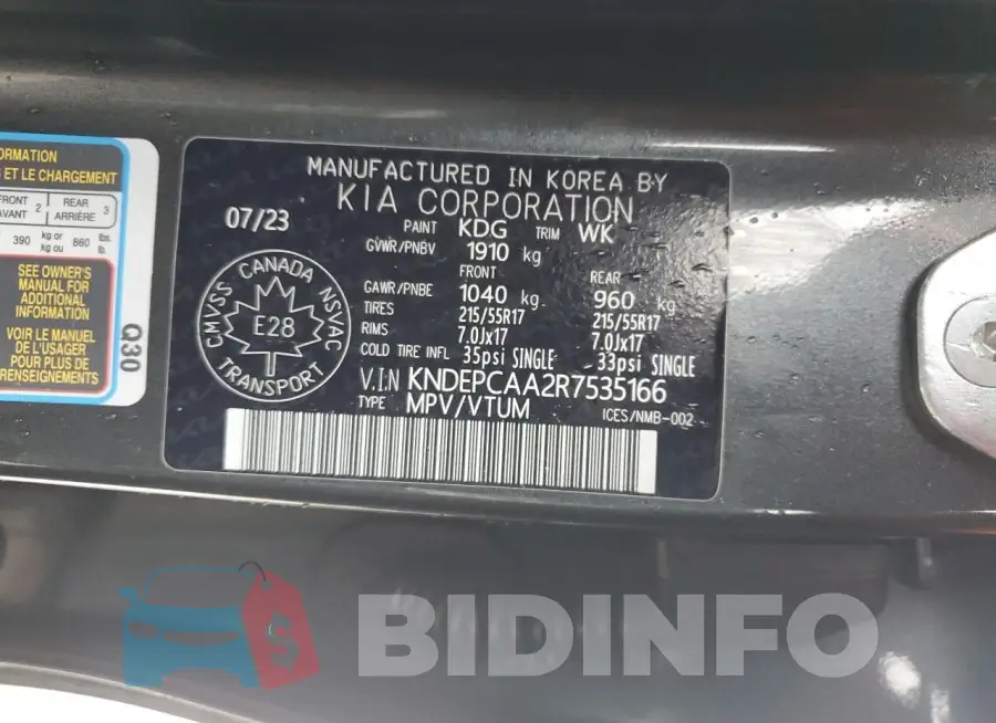KNDEPCAA2R7535166 Photo# 13
