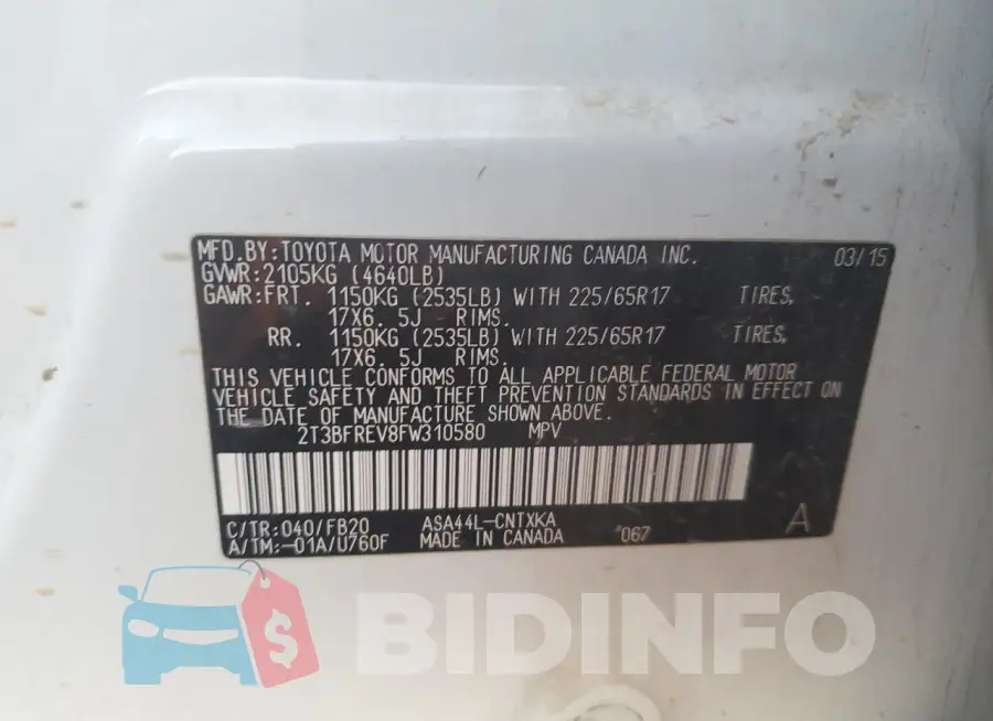 2T3BFREV8FW310580 Photo# 12