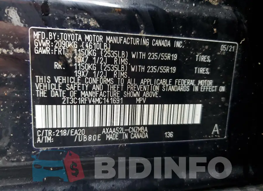 2T3C1RFV4MC141691 Photo# 12