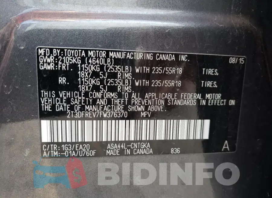 2T3DFREV7FW376370 Photo# 14