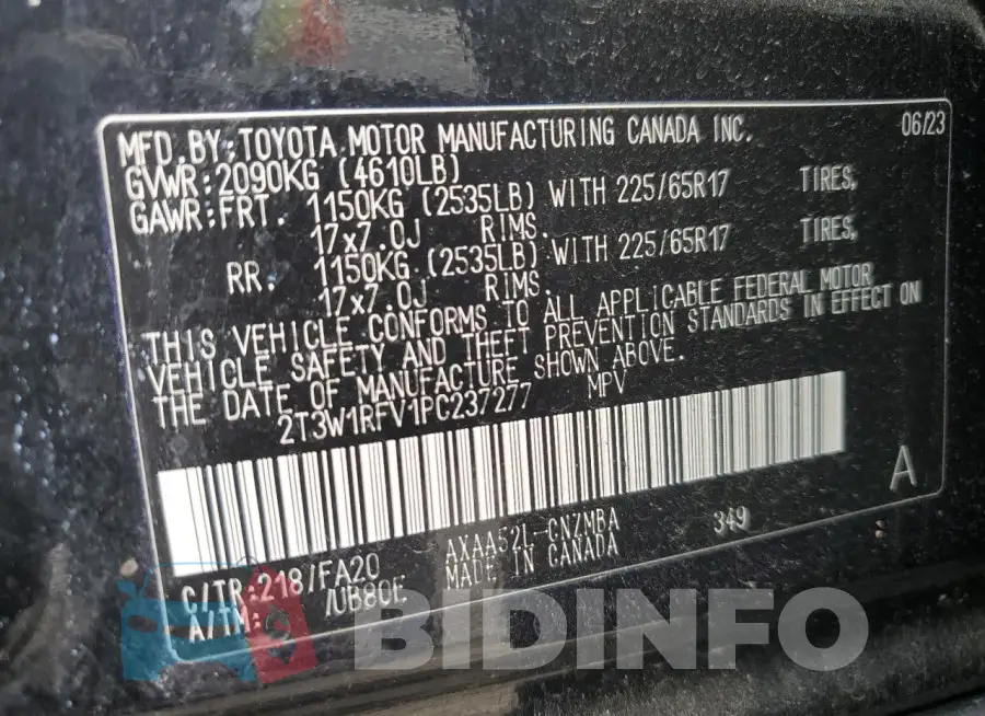 2T3W1RFV1PC237277 Photo# 14