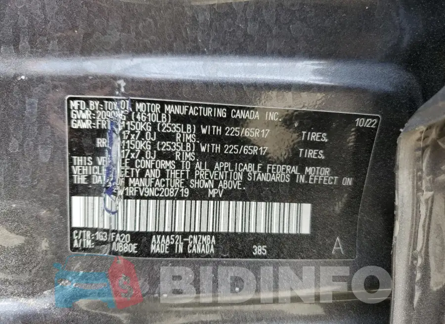2T3W1RFV9NC208719 Photo# 12
