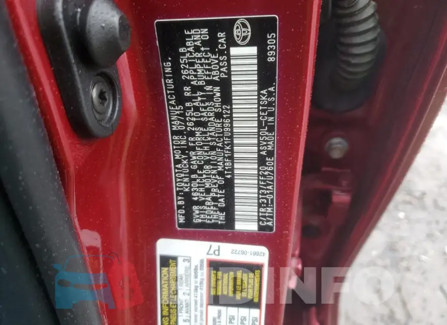 4T1BF1FK1FU996122 Photo# 12