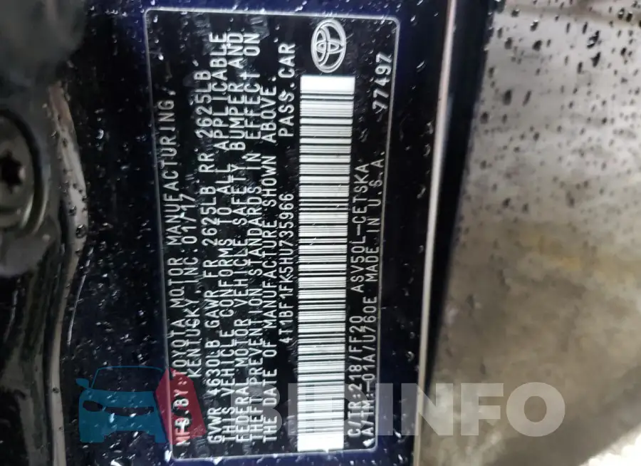 4T1BF1FK5HU735966 Photo# 12