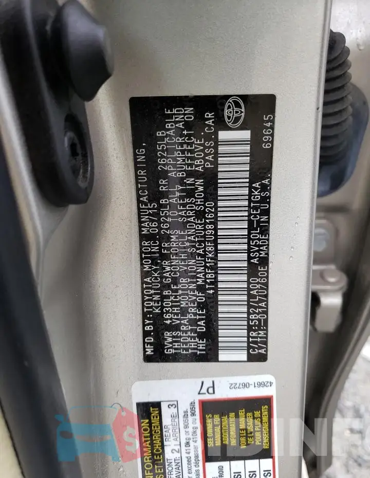 4T1BF1FK8FU981620 Photo# 12