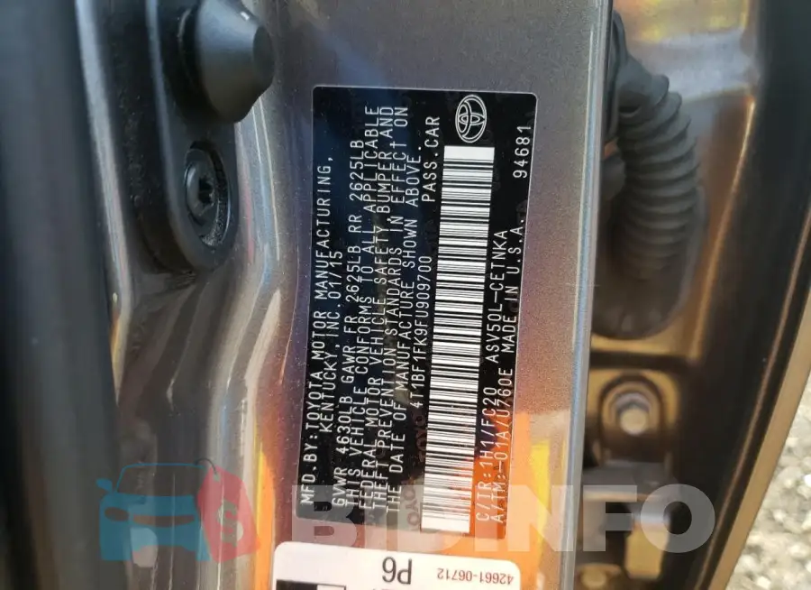4T1BF1FK9FU909700 Photo# 12