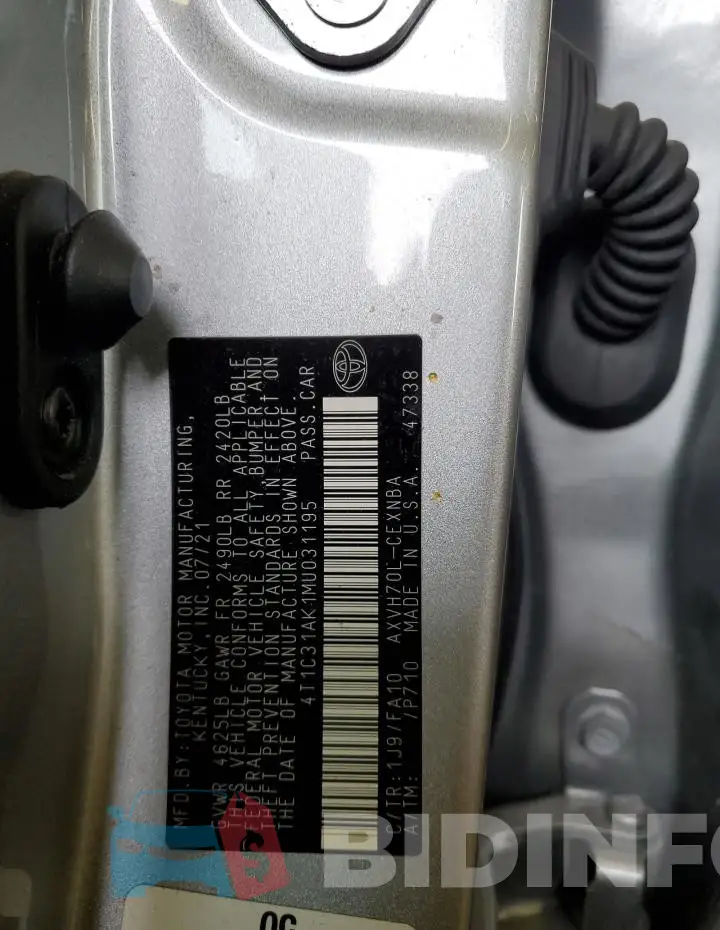 4T1C31AK1MU031195 Photo# 13