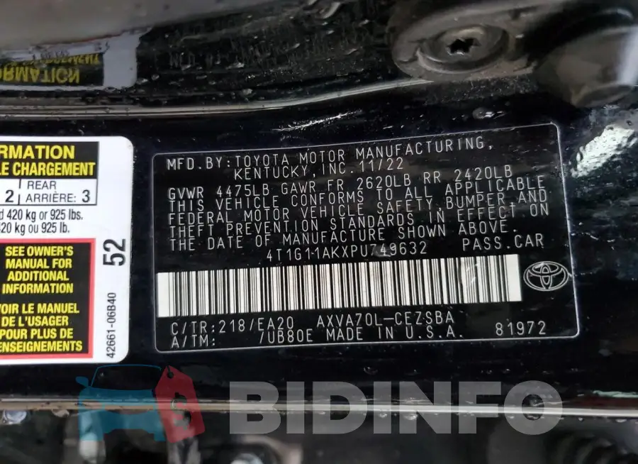4T1G11AKXPU749632 Photo# 12