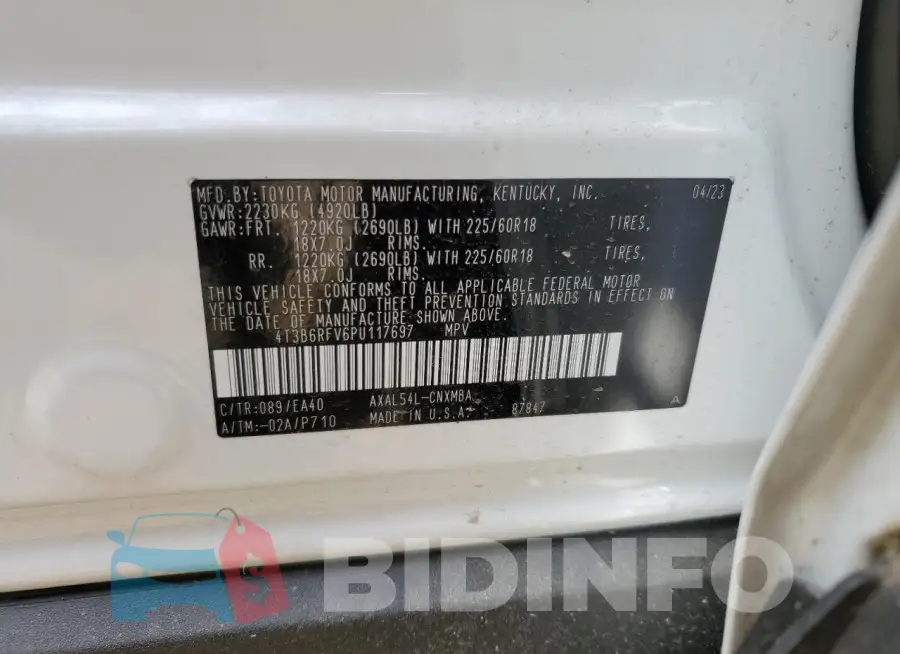 4T3B6RFV6PU117697 Photo# 13