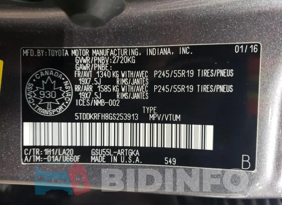5TDDKRFH8GS253913 Photo# 14