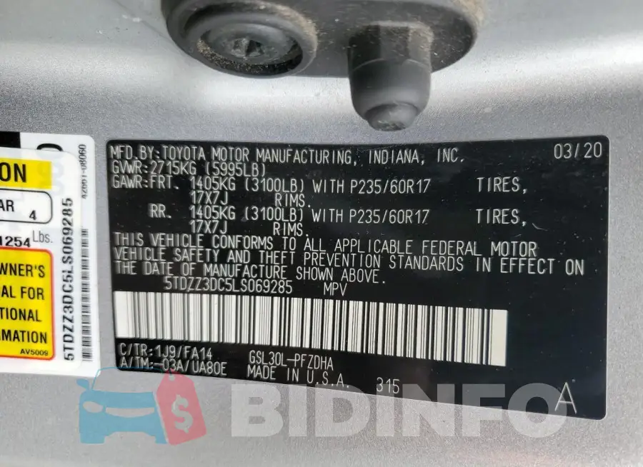 5TDZZ3DC5LS069285 Photo# 13