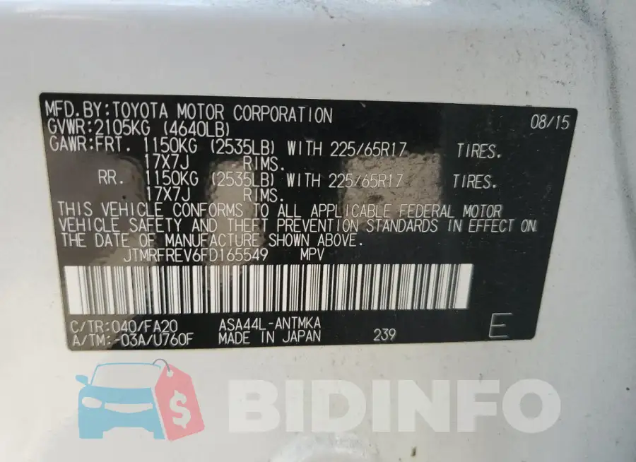 JTMRFREV6FD165549 Photo# 13
