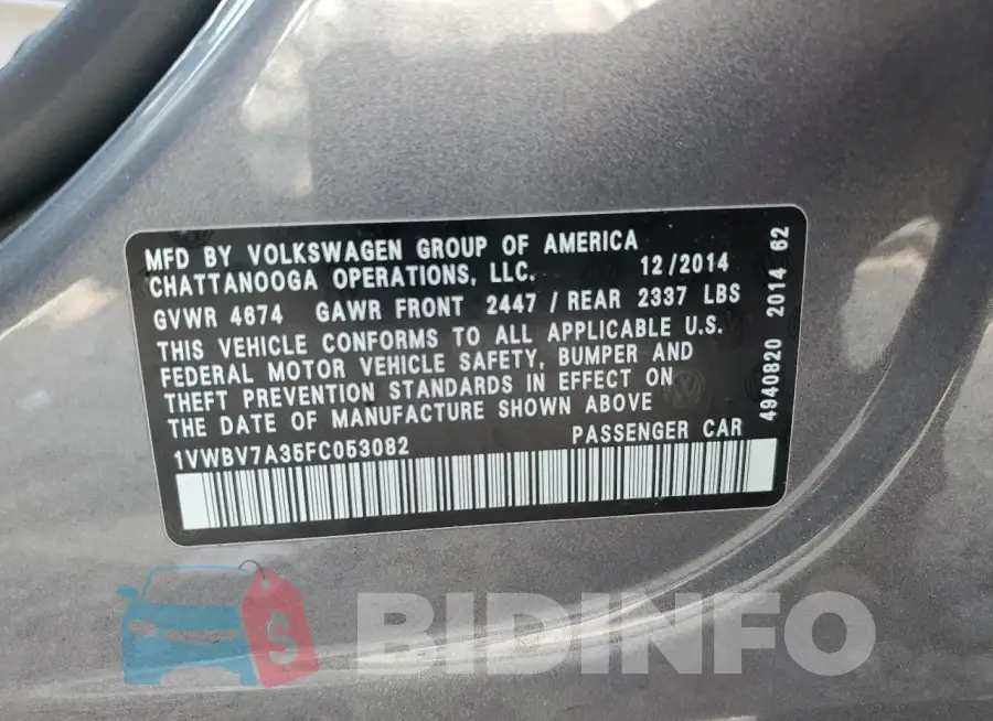 1VWBV7A35FC053082 Photo# 12