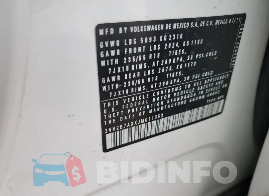 3VV2B7AXXJM011353 Photo# 13