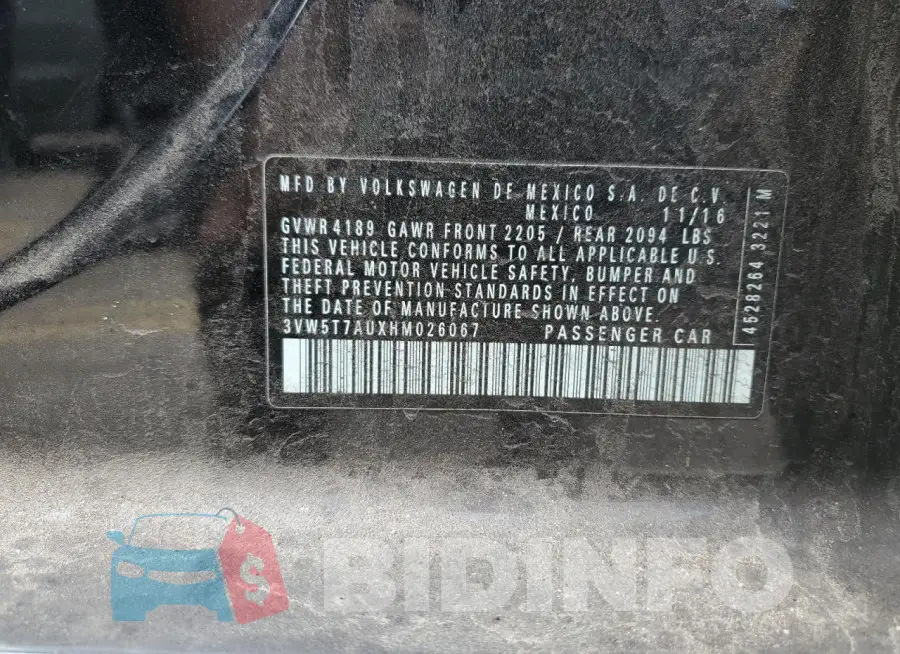 3VW5T7AUXHM026067 Photo# 12