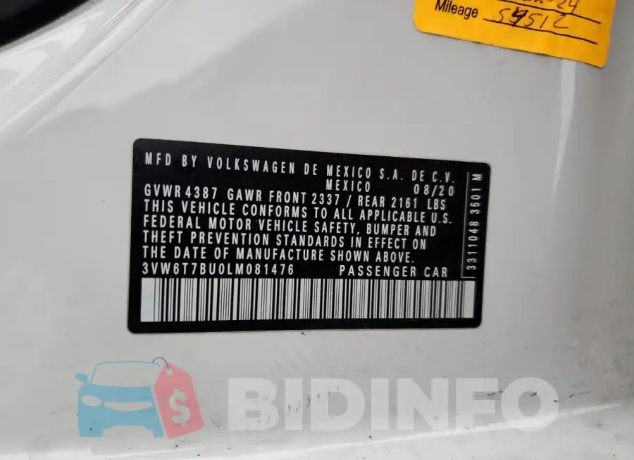 3VW6T7BU0LM081476 Photo# 12