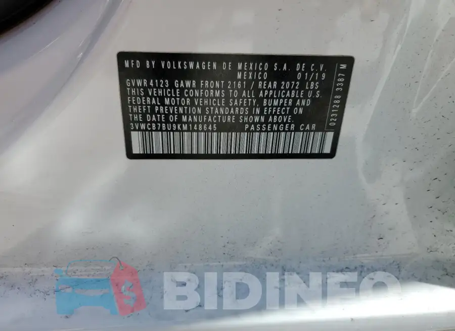 3VWCB7BU9KM148645 Photo# 13