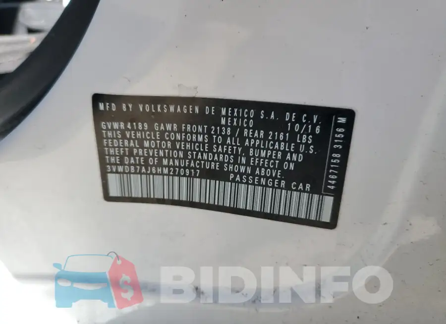 3VWDB7AJ6HM270917 Photo# 12
