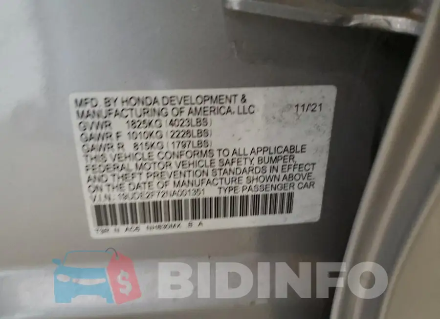19UDE2F72NA001351 Photo# 12
