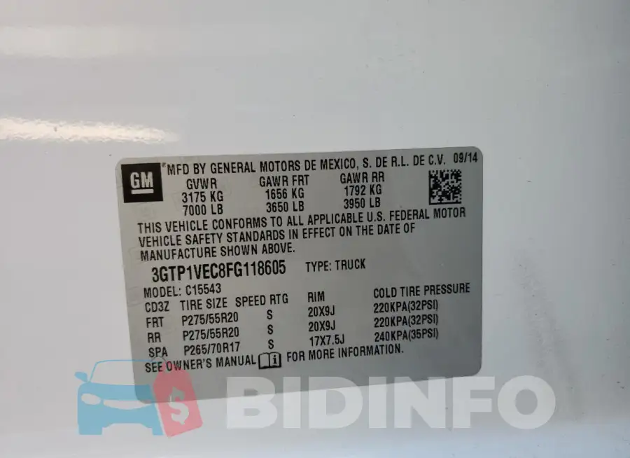 3GTP1VEC8FG118605 Photo# 13