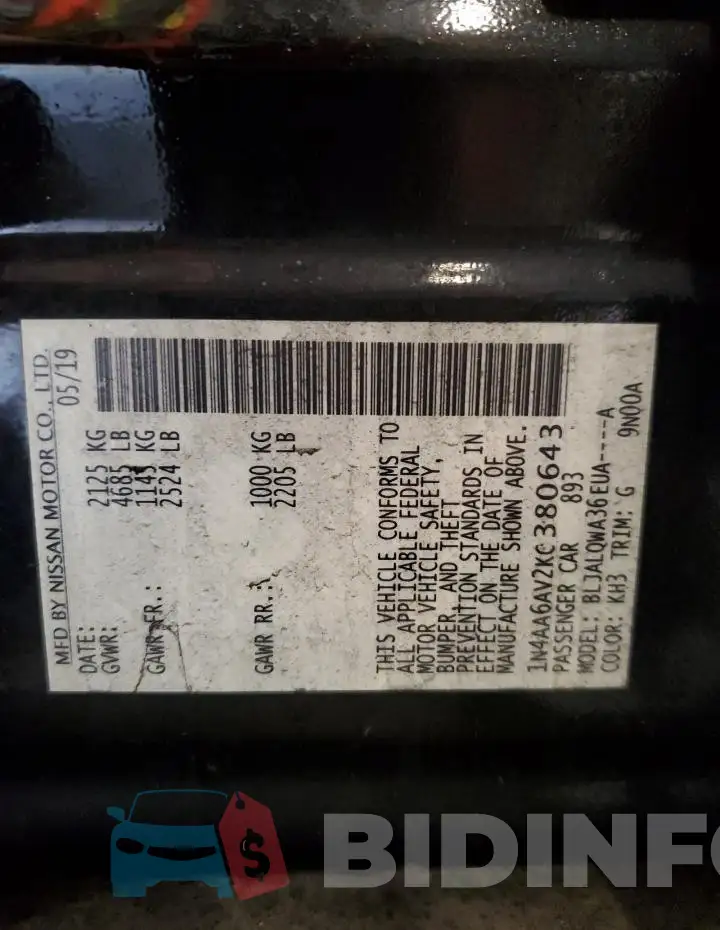 1N4AA6AV2KC380643 Photo# 13