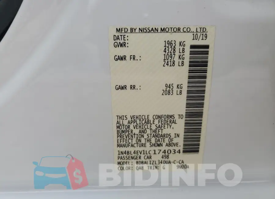1N4BL4EV1LC174034 Photo# 13