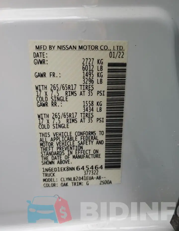 1N6ED1EK8NN645464 Photo# 13