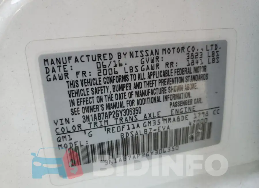 3N1AB7AP2GY306350 Photo# 12