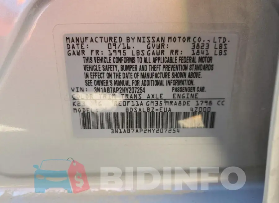 3N1AB7AP2HY207254 Photo# 12