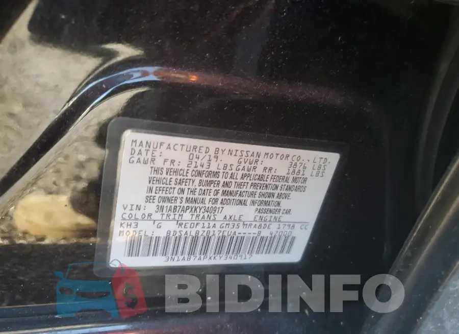 3N1AB7APXKY340917 Photo# 12
