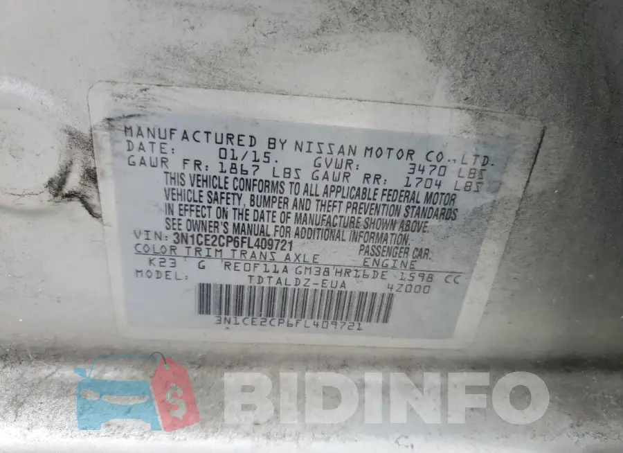 3N1CE2CP6FL409721 Photo# 12